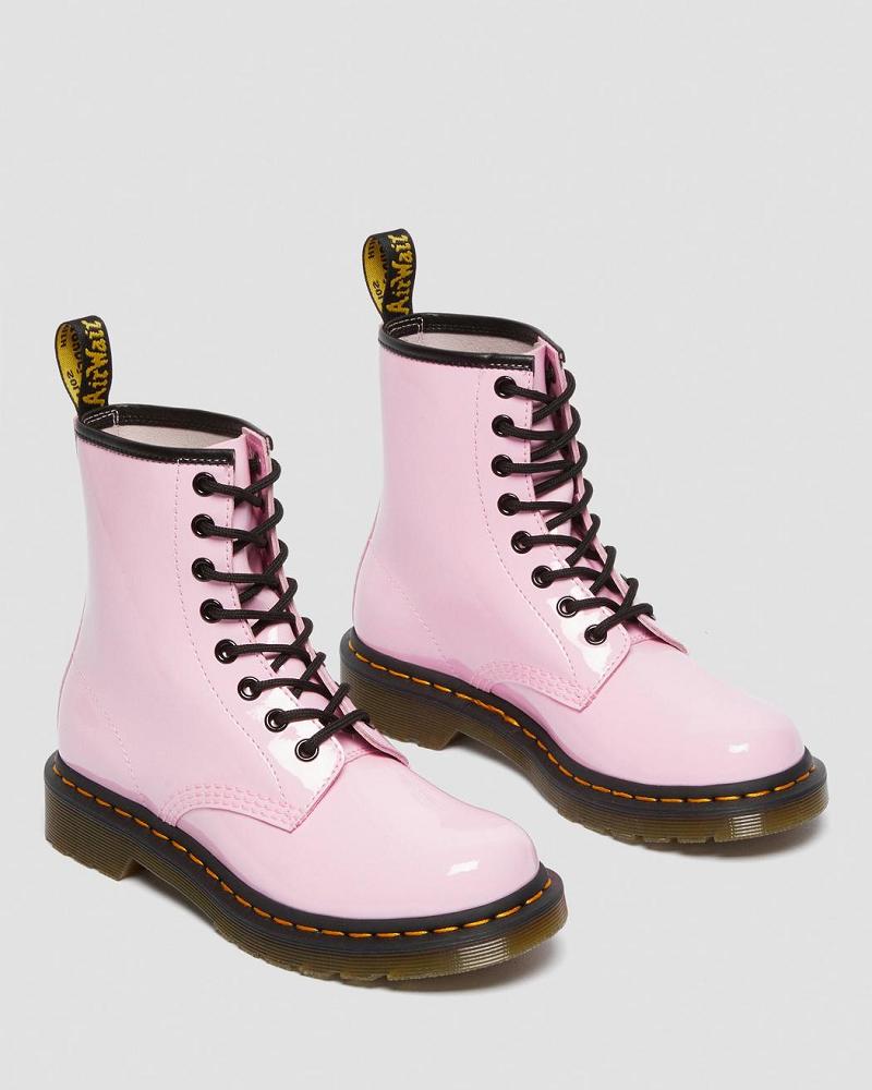 Dr Martens 1460 Lak Læder Snørestøvler Dame Lyserød | DK 194QMA